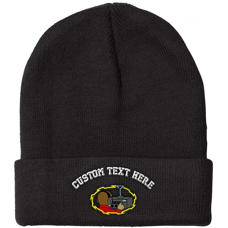 Skullies & Beanies Custom Beanie for Men & Women Ham Radio Operator Embroidery Skull Cap Hat - Black - CN18H5KWS8U $19.06