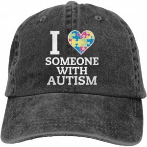 Baseball Caps Men's/Women's Adjustable Denim Fabric Baseball Cap Autism Awareness - I Love Someone with Autism Dad Hat - Blac...