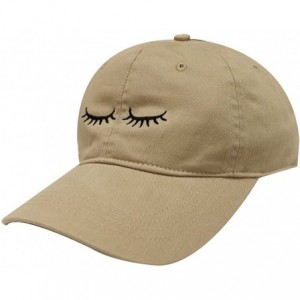 Baseball Caps Eyelashes Cotton Baseball Cap - Khaki - C312MYE3F3U $12.32