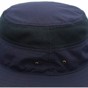 Sun Hats Men's Sun Hat UPF 50+ Wide Brim Bucket Hat Windproof Fishing Hats - Navy Blue - C612DS75YW7 $15.71