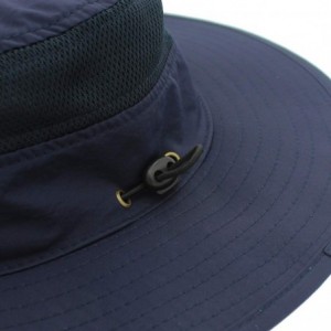 Sun Hats Men's Sun Hat UPF 50+ Wide Brim Bucket Hat Windproof Fishing Hats - Navy Blue - C612DS75YW7 $15.71