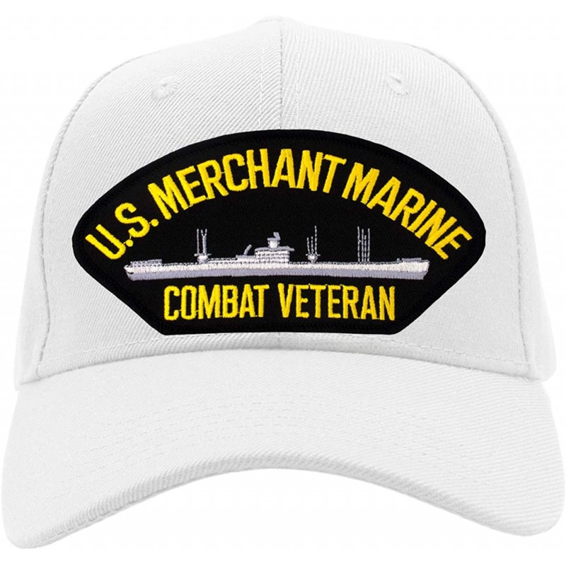 Baseball Caps US Merchant Marine - Combat Veteran Hat/Ballcap Adjustable One Size Fits Most - White - CA18OQAXL7K $21.31