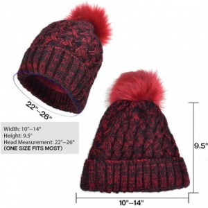 Skullies & Beanies Warm Thick Slouchy Chunky Cable Knit Beanie Hat Winter Hat with Pom Pom - Black - C8186GRMCNA $12.40