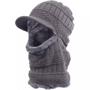 Balaclavas Winter Fleece Lined Knit Hat Tactical Balaclava with Billed Windproof Full Face Mask Neck Warmer Neckerchief - CT1...