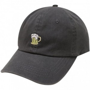 Baseball Caps Beer Small Embroidery Cotton Baseball Cap Multi Colors - Charcoal - CW12HJQWVQZ $14.58