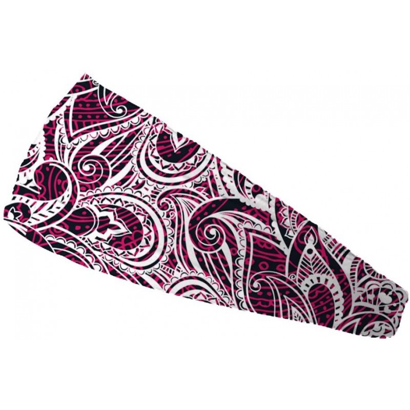 Headbands Paisley Pink Black And White Moisture Wicking 4" Headband - CA12CW7OOMF $11.98