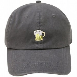 Baseball Caps Beer Small Embroidery Cotton Baseball Cap Multi Colors - Charcoal - CW12HJQWVQZ $14.58