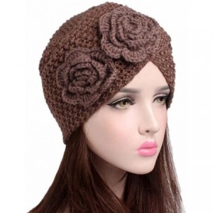 Skullies & Beanies Knit Slouchy Beanie Warm Crochet Beret Hat Cap Flower Winter Accessory for Men Women Ladies - Beige - C218...