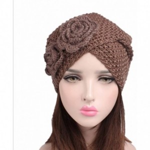 Skullies & Beanies Knit Slouchy Beanie Warm Crochet Beret Hat Cap Flower Winter Accessory for Men Women Ladies - Beige - C218...