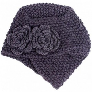 Skullies & Beanies Knit Slouchy Beanie Warm Crochet Beret Hat Cap Flower Winter Accessory for Men Women Ladies - Beige - C218...