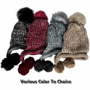 Skullies & Beanies Winter Beanie Hat for Women Warm Fleece Lined Pom Knit Hat Cute Outdoor Skull Cap - Lightcoffee - CN18YRE9...