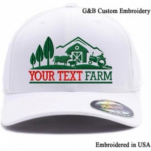 Baseball Caps Farm Logo with Your own Words Embroidered Flexfit 6477 Wool Blend hat. - White - CB180K788D3 $27.55