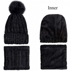 Skullies & Beanies Womens Winter Beanie Hat Scarf Set Warm Fuzzy Knit Hat Neck Scarves - C-navy - CK18ZDQG6EE $13.78