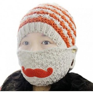 Bomber Hats Women's Beard Mustache Knitted Striped PHat Hip Hop Beanie Cap - Biege - C011SCFVLE1 $8.02