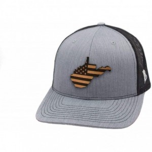 Baseball Caps 'West Virginia Patriot' Leather Patch Hat Curved Trucker - Heather Grey/Black - CB18IGQ49WN $56.77