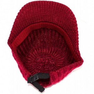 Baseball Caps Ribbed Knit Baseball Cap Hat w/Removable Faux Fur Pom Pom- Adjustable - Burgundy Red - C318I877YUO $9.66