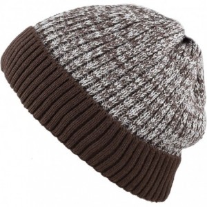 Skullies & Beanies Exclusive Ribbed Knit Warm Fuzzy Thick Fleece Lined Winter Skull Beanie - Brown - C918KDDCG96 $13.83