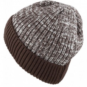 Skullies & Beanies Exclusive Ribbed Knit Warm Fuzzy Thick Fleece Lined Winter Skull Beanie - Brown - C918KDDCG96 $13.83