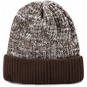 Skullies & Beanies Exclusive Ribbed Knit Warm Fuzzy Thick Fleece Lined Winter Skull Beanie - Brown - C918KDDCG96 $13.83