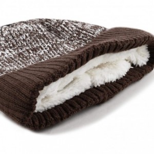 Skullies & Beanies Exclusive Ribbed Knit Warm Fuzzy Thick Fleece Lined Winter Skull Beanie - Brown - C918KDDCG96 $13.83
