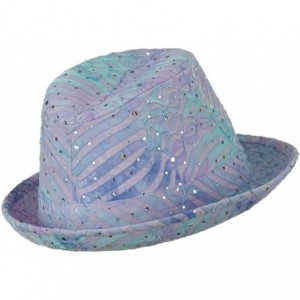 Fedoras New Glitter Fedora Hat - Turquoise - Turquoise - CX118E44Z8T $38.91