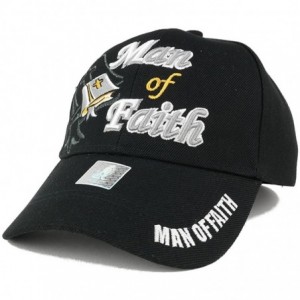 Baseball Caps Man of Faith Embroidered Christian Theme Adjustable Baseball Cap - Black - CI12O39EYGY $23.54