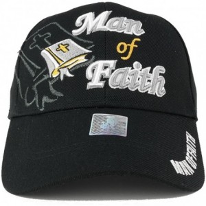 Baseball Caps Man of Faith Embroidered Christian Theme Adjustable Baseball Cap - Black - CI12O39EYGY $23.54