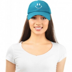 Baseball Caps Smile Baseball Cap Smiling Face Happy Dad Hat Men Women Teens - Teal - CW18SENXAO9 $15.07