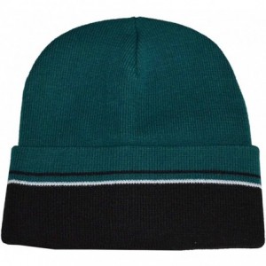 Skullies & Beanies Men's Winter Multi Stripe Cuffed Beanie Knit Hat - Green White Black - CA18028ZXIM $11.53