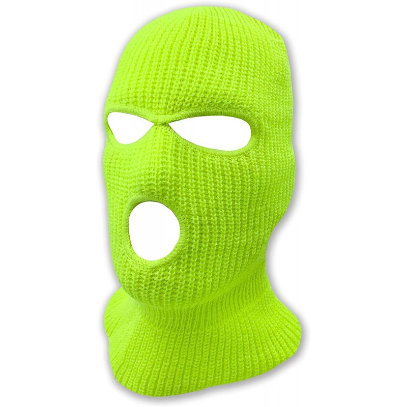 Balaclavas 3 Hole Beanie Face Mask Ski - Warm Double Thermal Knitted - Men and Women - Neon Yellow - CU192CGEDWO $8.71
