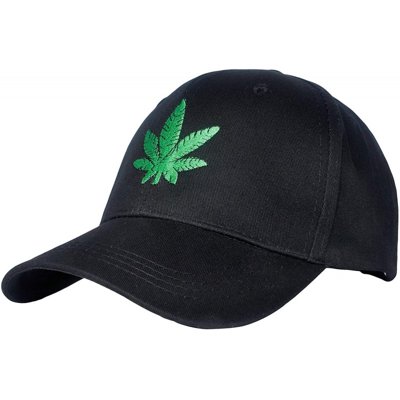 Baseball Caps Embroidered Cotton Baseball Cap Adjustable Snapback Dad Hat - Leaf Black - C518SSNAHA7 $11.75