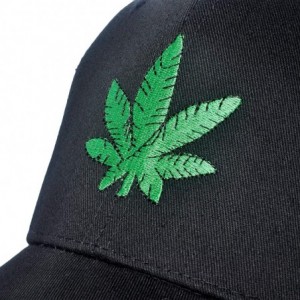 Baseball Caps Embroidered Cotton Baseball Cap Adjustable Snapback Dad Hat - Leaf Black - C518SSNAHA7 $11.75