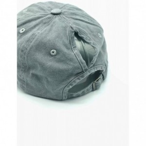 Baseball Caps Women's High Ponytail Hat Vintage Washed Distressed Plain Baseball Cap - Ponytail Grey - CE18A6O7U4E $9.45