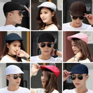 Newsboy Caps Men's Women's Breathable Mesh Solid Color Berets Newsboy Hat - Red - CO18EQ65859 $17.03