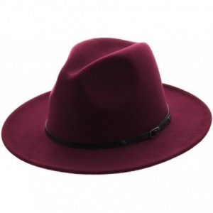 Fedoras The Bowery Red Bottom Two Tone Flat Brim Felt Fedora - Rose Burgundy - CN196XD3ZUW $23.91