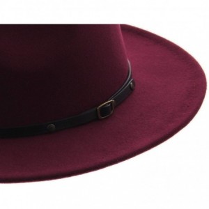 Fedoras The Bowery Red Bottom Two Tone Flat Brim Felt Fedora - Rose Burgundy - CN196XD3ZUW $23.91