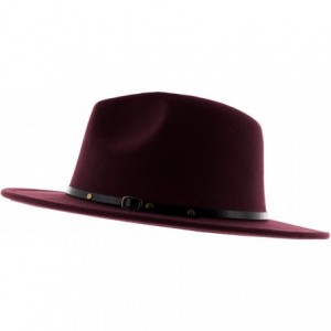 Fedoras The Bowery Red Bottom Two Tone Flat Brim Felt Fedora - Rose Burgundy - CN196XD3ZUW $23.91