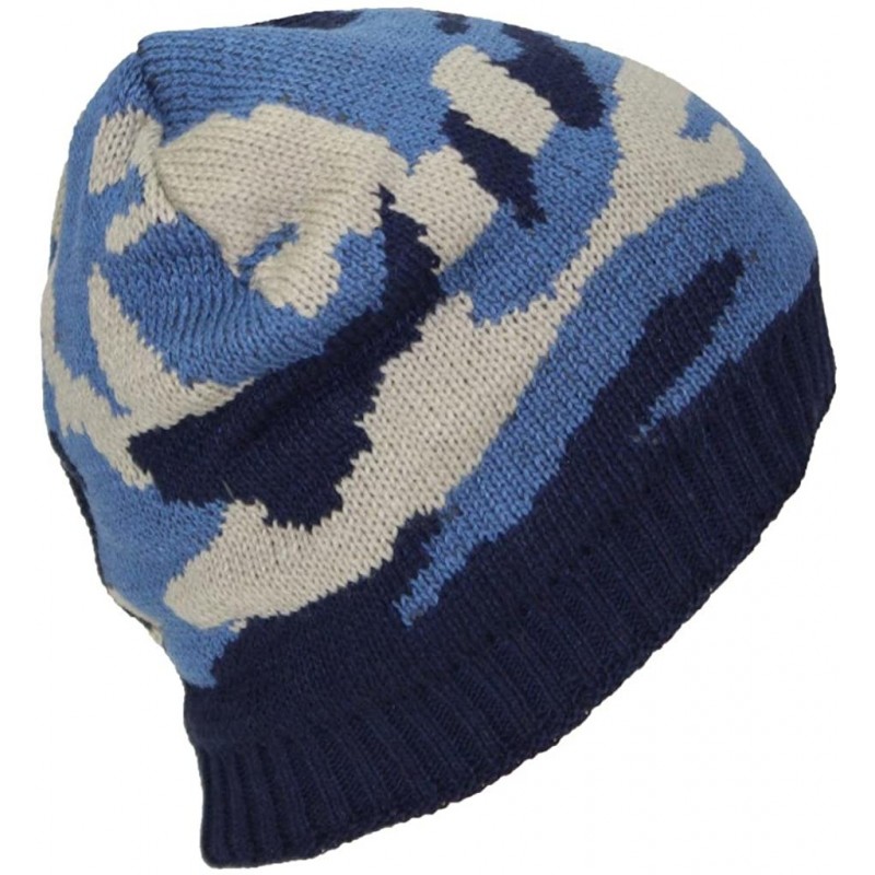 Skullies & Beanies Best Winter Hats Cuffless Camouflage Beanie W/Lining (One Size) - Blue Woodland - C1188CWQ4Z9 $20.16