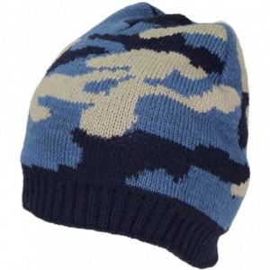 Skullies & Beanies Best Winter Hats Cuffless Camouflage Beanie W/Lining (One Size) - Blue Woodland - C1188CWQ4Z9 $13.17