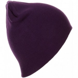 Skullies & Beanies Thick Plain Knit Beanie Slouchy Cuff Toboggan Daily Hat Soft Unisex Solid Skull Cap - Purple - CZ188ZD6955...