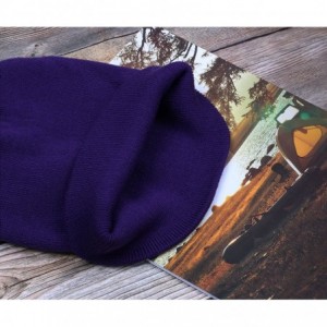 Skullies & Beanies Thick Plain Knit Beanie Slouchy Cuff Toboggan Daily Hat Soft Unisex Solid Skull Cap - Purple - CZ188ZD6955...