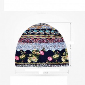 Skullies & Beanies Cotton Beanie Hat Unisex Floral Printed Beanie Chemo Cap for Cancer Patients (Blue) - CZ18I7DSUIR $6.84