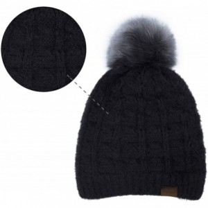 Skullies & Beanies Womens Slouchy Chenille Detachable - Dark Grey+black-a - CN18Y7GS696 $8.56