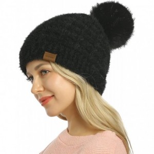 Skullies & Beanies Womens Slouchy Chenille Detachable - Dark Grey+black-a - CN18Y7GS696 $8.56