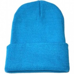 Skullies & Beanies Neutral Winter Fluorescent Knitted hat Knitting Skull Cap - Lake Blue - CZ187W0UGWM $10.12