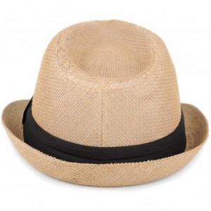 Fedoras Unisex Summer Short Brim Fedora - Hats for Men & Women + Panama Hats & Straw Hats - Classic Camel - C617YHO2U4U $15.19