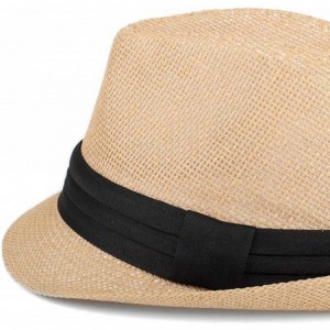 Fedoras Unisex Summer Short Brim Fedora - Hats for Men & Women + Panama Hats & Straw Hats - Classic Camel - C617YHO2U4U $15.19