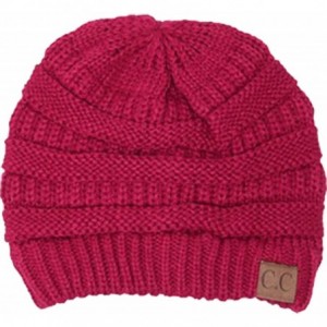 Skullies & Beanies Slouchy Cable Knit Beanie Skully Hat - Hot-pink - CT11R0LNSUD $17.81