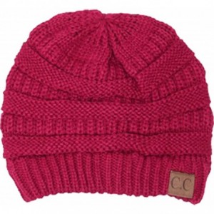 Skullies & Beanies Slouchy Cable Knit Beanie Skully Hat - Hot-pink - CT11R0LNSUD $7.50