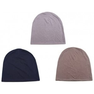 Skullies & Beanies 3 pcs Unisex Solid Color Soft Jersey Skull Cap Beanie 407HB - 3 Pcs Blu+lgr+tan - CE11RJAYS49 $15.26